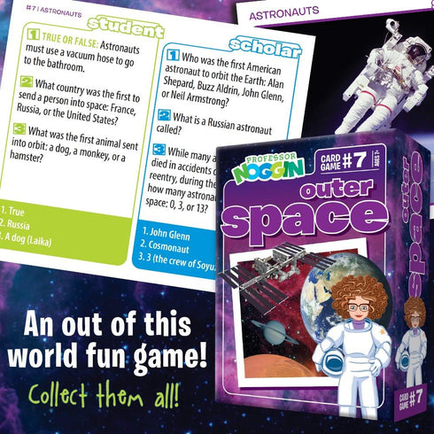 Professor Noggin's Outer Space Trivia Card Game - an Educational Based Card Game for Kids - Trivia, True or False, and Multiple Choice - Ages 7+ - Contains 30 Cards
