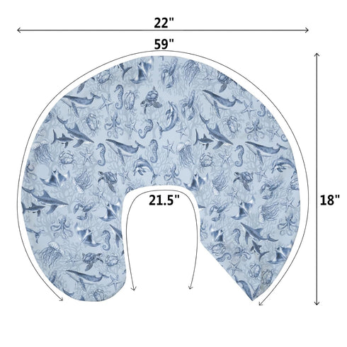 Retro Marine Animals Baby Nursing Pillow Covers for Boy Girl Whale Dolphin Jellyfish Sea Horse Turtle Coral Nursery