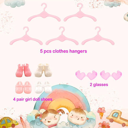Miunana 21 PCS Girl Doll Clothes Dress Outfits & Shoes for 4-6 Inch Dolls, Includes 4 Pairs of Shoes