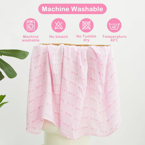 4-Pack 47 47 inches Viviland Muslin Swaddle Blankets, Swaddle Wrap for Boys and Girls, Breathable and Skin-Friendly