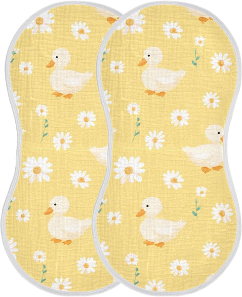 decor gift 4 Pack 22x11in Cotton Burp Cloths Easy Care Cute Animal Mallard Daisy Pastel Yellow spit up Cloth for Unisex