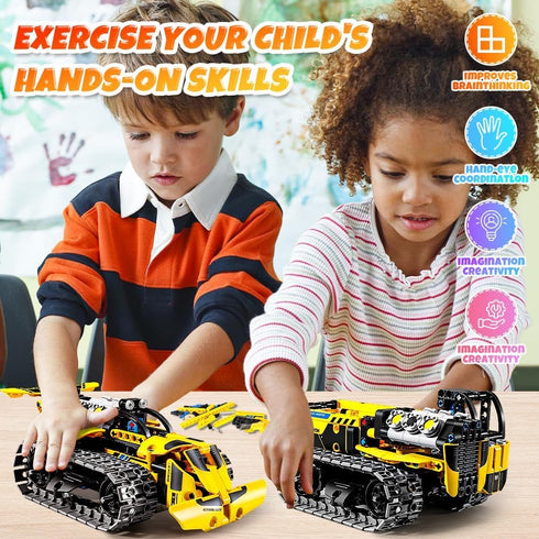3 1 Bulldozer Set 6-14 Sets Girls-452 OKKIDY in Kids Remote STEM Technology Building Blocks Toys APP Remote