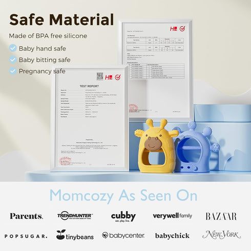 Momcozy 0-6 6-12 Baby Teether Toys | Food Grade Silicone Teething Relief Months | Toy Months | Baby Essential | Yellow
