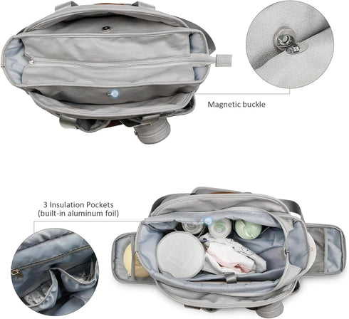 Mommy Lmbabter Diaper Tote Bag-Breast Pump Bag Diaper Organizer Bag with Pacifier Case Baby Bag for Work,Weekender