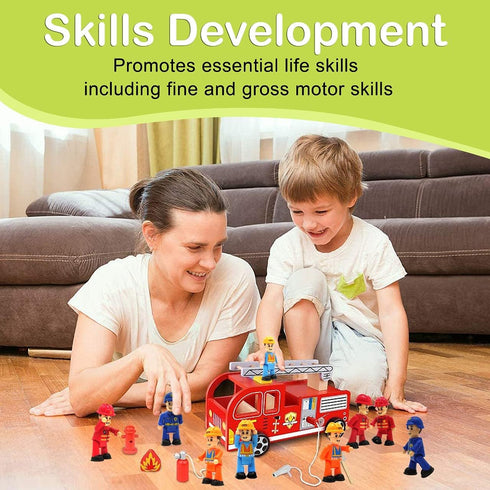 8-Set Community FUNERICA Bendable Play People Figures for Kids - Firefighters, Police Officers, Construction Workers