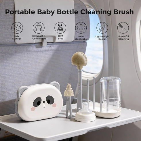 ihaveababy Set Portable Bottle Brush - Baby Travel Bottle Cleaner Kit with Silicone Brush, Nipple Brush, Straw Brush