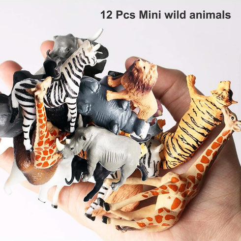 RUSON 12 Pcs Safari Animals Figures Toys, Realistic Mini Jungle Zoo Animal Figurines