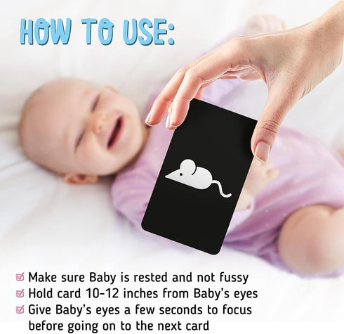 Merka Newborn Toys, Set of 50 High Contrast Black and White Baby Cards for Visual Stimulation and Sensory Development