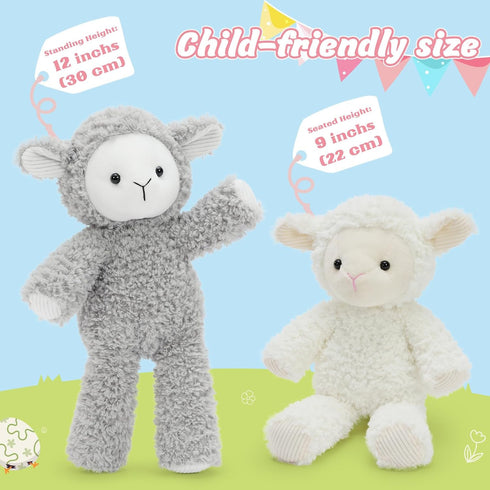 2 12inch MaoGoLan Pcs Sheep Plush Stuffed Easter Animals Bulk, Lamb Stuffed Animals for Girls Easter Gifts Basket