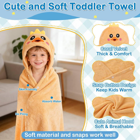 8 Set, 2 55" 27.5" 6 0-5 Flasoo Pcs Toddler Towel Pcs Hooded Toddler Bath Towel, Large x Toddler Hooded Towel & Pcs