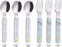 ANNOVA Kids Silverware Set, 6 Pieces Stainless Steel Children's Flatware, 3 x Forks, 3 x Dinner Spoons, Plastic Handle,