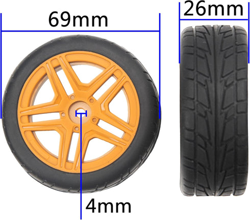 OD2.75'' 12mm Hex Hub Wheel Rims with Nylon & Rubber Tires Compatible with HSP Tamiya HPI Kyosho Traxxas RC Cars