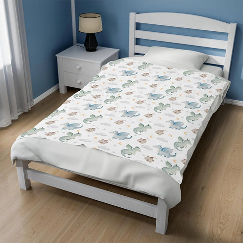 Cstdyfrv 60x80in Cute Baby Dragons Castle Baby Blankets for Boys Girls Watercolor Fairytale Dragon Moon Stars Soft