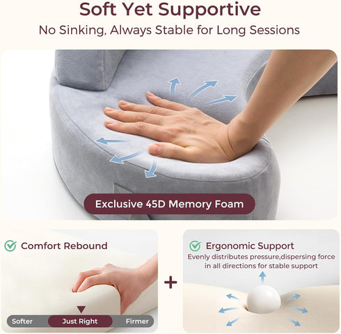 Momcozy Innovative Safety Guard Nursing Pillow - Firm & Springy Memory Foam - Stable, Ergonomic Support & Comfort