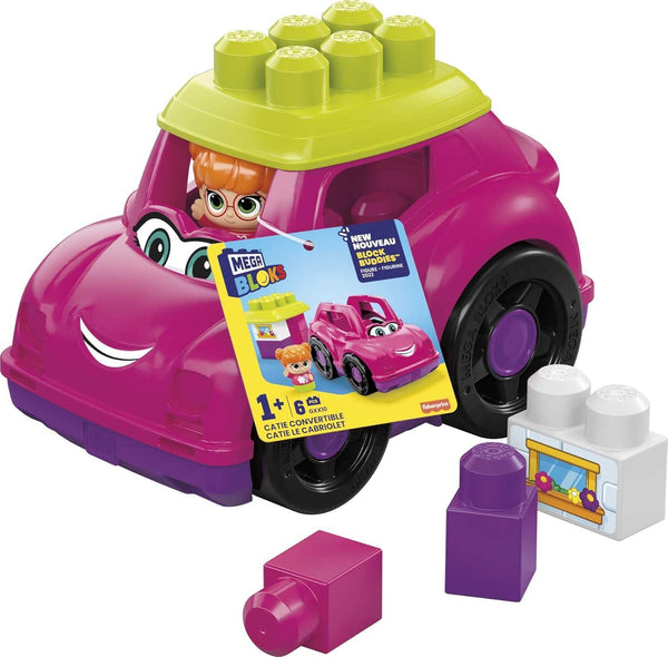 Mega BLOKS First Builders Toddler Building Blocks Toy Set, Catie Convertible with 6 Pieces and Storage, Pink