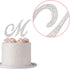 Letter M Cake Topper - Premium Silver Metal M Monogram Wedding or Anniversary Party Decoration, Sparkly Rhinestone