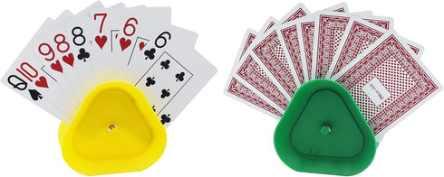 Yuanhe Playing Card Hand Holder Tray, Triangle Shaped Hands-Free Poker Rack Holder, 4 Colors, Set of 8