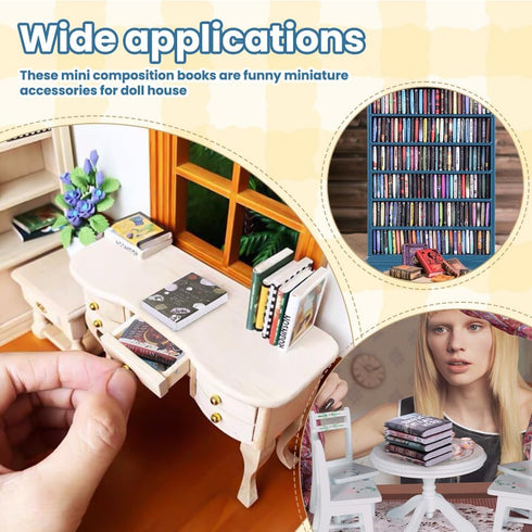180pcs DIYDEC Mini Bookshelf with Mini Books Miniature Blue Bookshelf Ornament Tiny Small Library Decor Shake Away Your