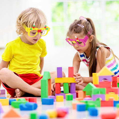 Hooqict 9 Pcs DIY Building Blocks Glasses, Party Supplies for Kids Adults Birthday Party Favors
