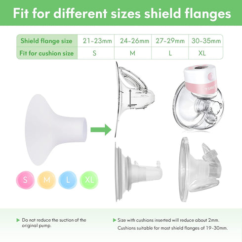 Mompmuir 21-23mm (2 Mompmuri Breast Pump Cushion S | Breast Pump Accessory, Sizing Insert for Flange Shields | Elastic