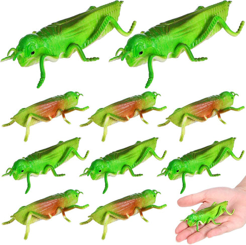 Toyvian 10pcs Plastic Grasshoppers, Insect Figures Toys, Fake Bugs Green for Insect Themed Party Children