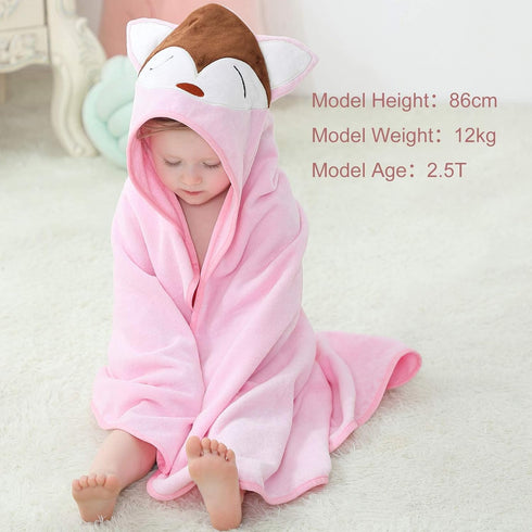 Swimming 0-6T, MICHLEY Unisex Baby Animal Hooded Bath Towel Soft Cotton Beach Bathrobe for Pink Fox