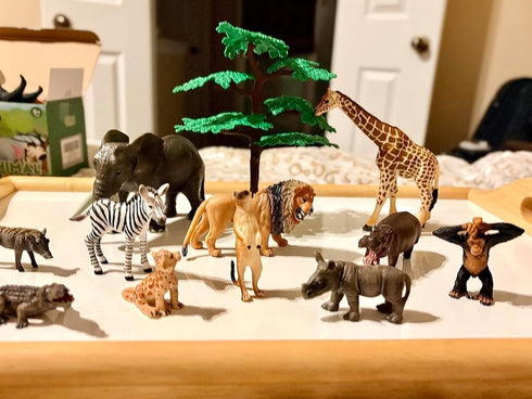12PCS Set, Playset Realistic Safari Animals Figures Learning Toys Large African Animal Toys, Wild Zoo Animal Toys