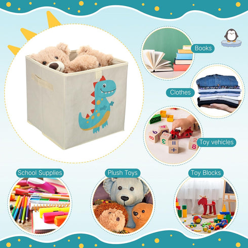 Aliceset 9 Pcs Foldable Animal Cube Storage Bins, 11 x 11 Inches Fabric Toy Box for Home Kids Room Closet