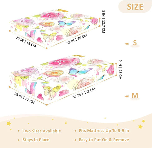 Bseiialft 52 28 Pink Roses Butterflies Crib Sheets for Boys Girls Soft and Breathable Cotton Baby Sheets for Standard