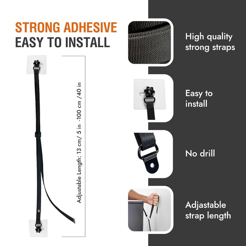 2 Pack TV Safety Straps - Anti-Tip Furniture Straps for Baby Proofing - Adhesive Non Drill TV Straps Safety for Flat