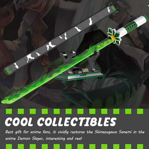 Demon Slayer Sword Building Set - 39in Sanemi Sword with Scabbard and Stand, Anime Katana Collectible for Kids 8+ (710