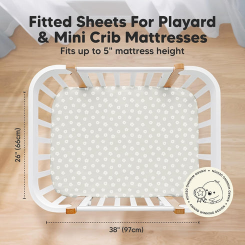 Pack 2-Pack 4-Pack Pack KeaBabies and Play Sheets Fitted, Mini Crib Sheets and Muslin Swaddle Blankets for Baby Boys
