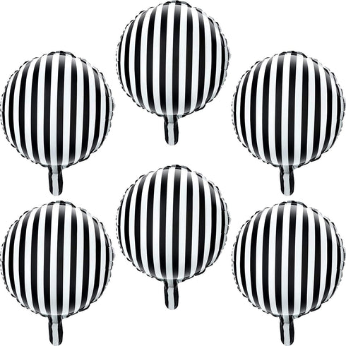 Gejoy 24 Pieces 18 Inch Black and White Striped Balloons, Foil Balloons for Halloween Birthday Decoration