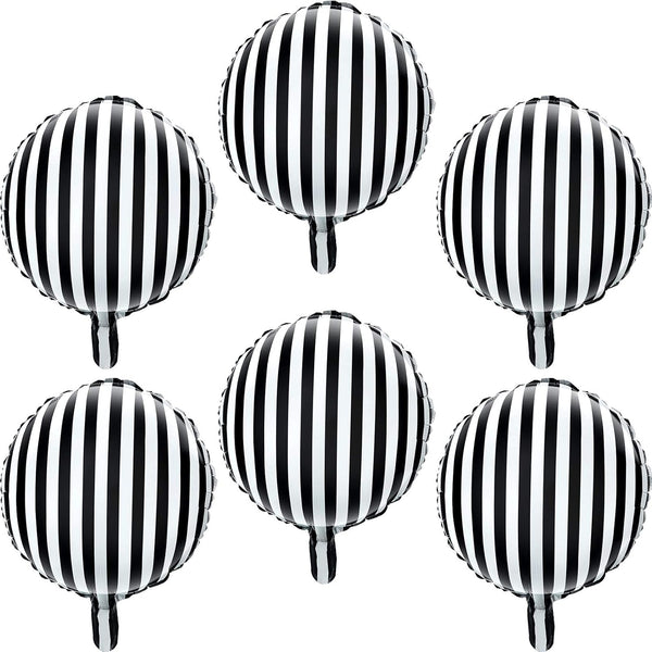 Gejoy 24 Pieces 18 Inch Black and White Striped Balloons, Foil Balloons for Halloween Birthday Decoration