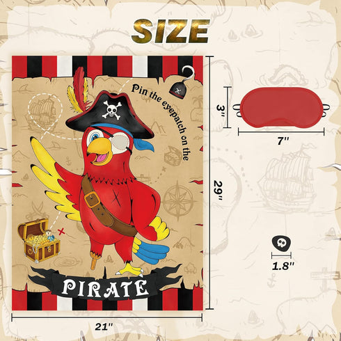 WERNNSAI Pin The Eye Patch on The Pirate - Pirate Party Game with 24 Reusable Stickers & Blindfold