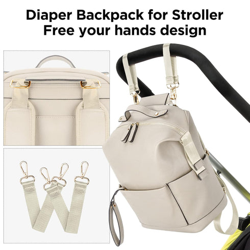 Backpack, Backpack Minsong Diaper Bag Waterproof Leather Diaper Bags With Changing Station for Baby, Fashion Nappy