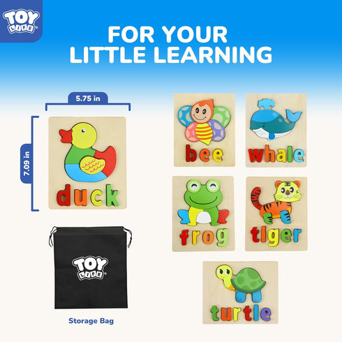 2-4, 6 3-5, 1 2 3 TOY Life Toddler Puzzles Ages Animals with Spelling Wooden Puzzles for Toddlers Montessori Toys Gifts