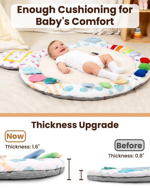 5 Tummy 5 Baby Play Gym, Thickened and Non Slip Activity Mat, Developmental Zones Time Mat with Detachable Sensory Toys