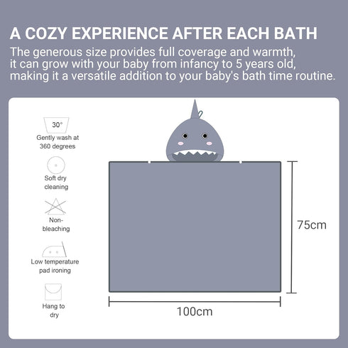 0-5 29.5 39.5 Inch MICHLEY Bamboo Viscose Baby Hooded Bath Towel for Years Boys and Girls, x Ultra-Soft