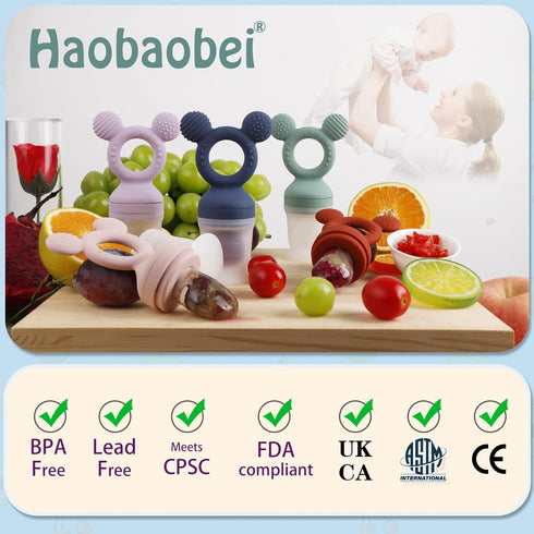 Baby Fruit Feeder, Frozen Teething Toys with 3 Extra Teats, BPA Free Baby Teether Pacifier, Baby Feeding Supplies