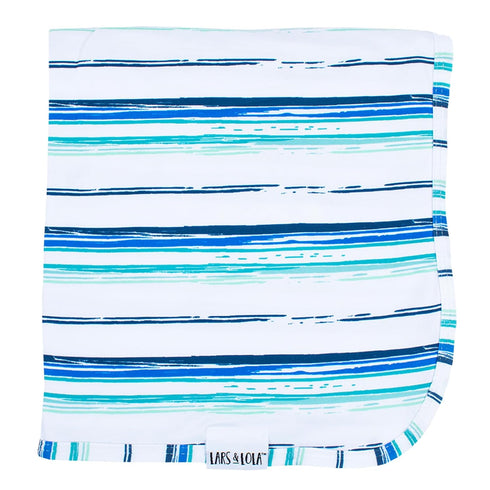 Lars & Lola Baby Swaddle Blanket, Newborn Swaddle Receiving Blanket for Baby Boy and Baby Girl, Unisex Swaddle Baby Wrap, Soft Baby Blanket, Baby Essentials, 31.5 x 31.5 inches - Ocean Stripe by Lars & Lola