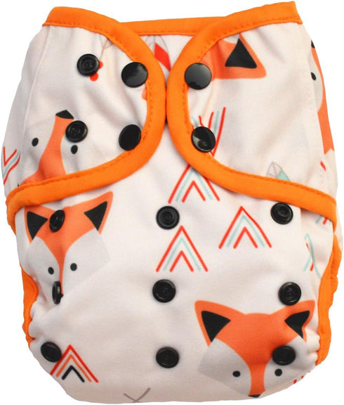 One Size Cloth Diaper Cover Snap with Double Gusset (Baby Fox)