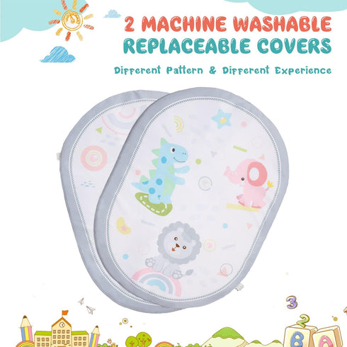 ZILLYBEE 2 7 1 Baby Play Mat, ibabejoy Stage-Based Play Gym with Machine Washable Mat Covers for Newborn to Toddler