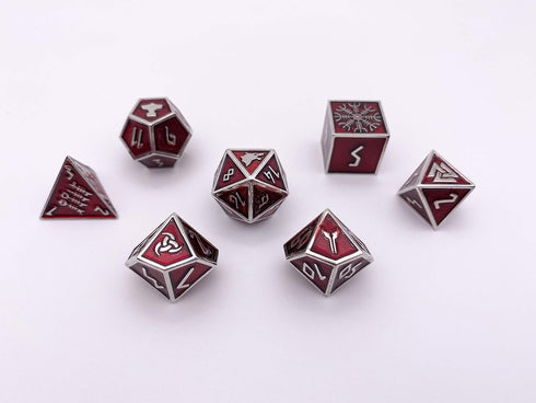 Norse Foundry Set of 7 Vampire Blood Norse Series Full Metal Polyhedral Dice for RPG Math Games DND Pathfinder