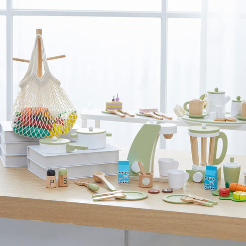 Set Teamson Kids - Little Chef Frankfurt Wooden Cookware Play Kitchen Accessories for Toddler Boys and Girls, Cookware