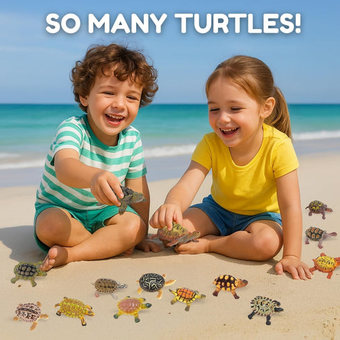 Liberty Imports 12 Piece Miniature Sea Turtle Animal Toys - Hand Painted Tortoise Figurines for Kids Party Favors