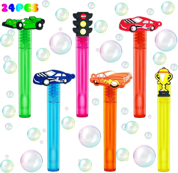 Race Car Party Favors, 24Pcs Bubble Wands for Kids, Cool Race Car Birthday Party Supplies