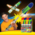 JA-RU Large Air Powered Rocket Launcher Pump Toy with Soft Foam Rockets, Outdoor Games for Kids