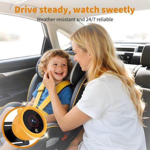 KOUENOM 2 7" 1080P Vision/150 View/360 Baby Car Camera for Kids, Ultrawide Split Screen, Dual Carseat Cameras with Auto