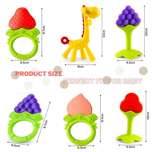 Baby Teething Toys 6-Pack | Newborn Teether Set | Food Grade Silicone | Freezer Safe | Soothing & Calming | BPA-Free | Frozen Teething Toys for Babies 0-6 Months | Essential Baby Gear